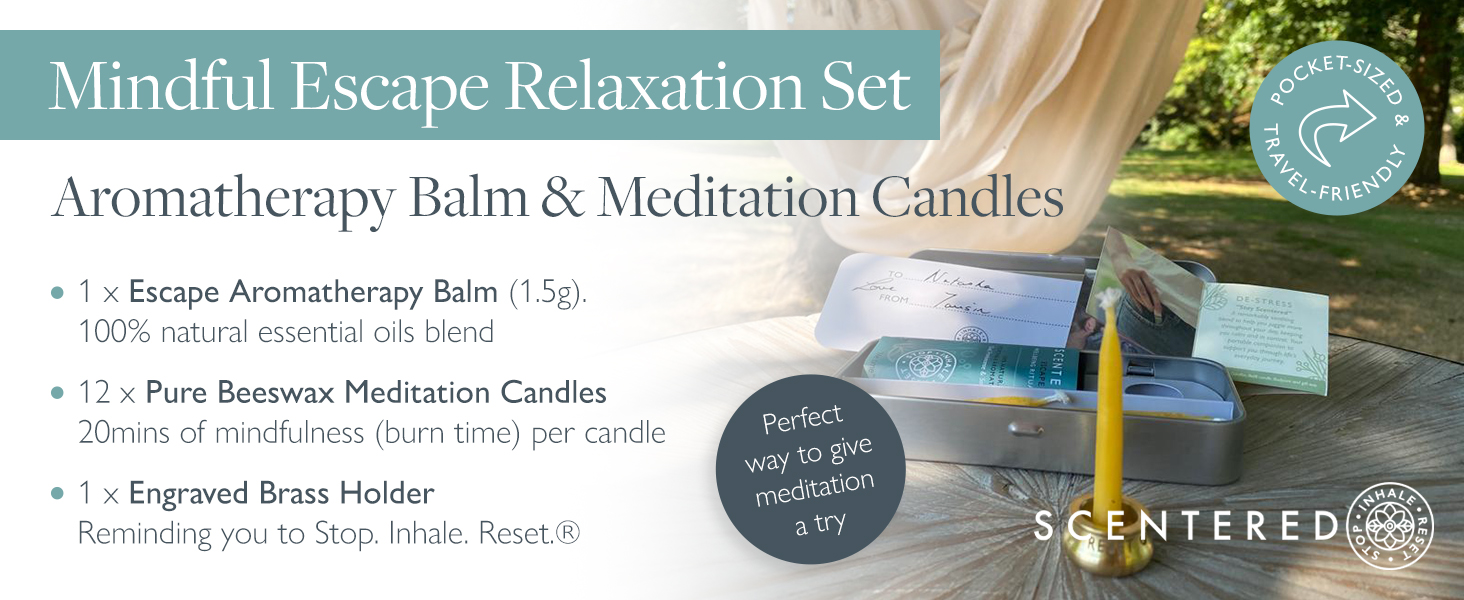 Scentered Aromatherapy Balm & Meditation Candle Set