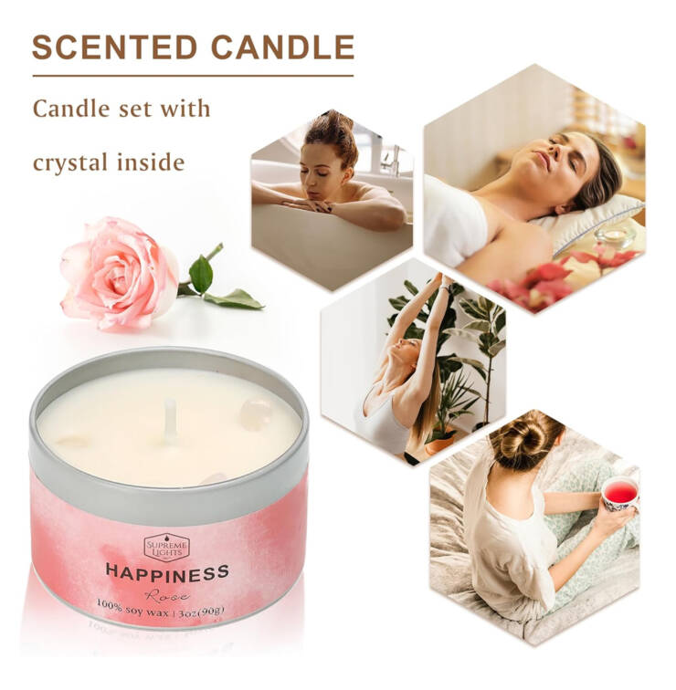 3 Pack Candle with Crystals Inside