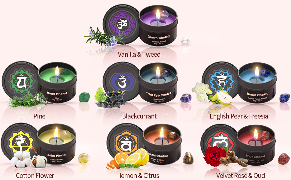 Inspireyes Chakra Candles with Premium Crystal