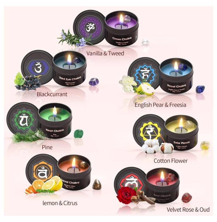 Inspireyes Chakra Candles with Premium Crystal