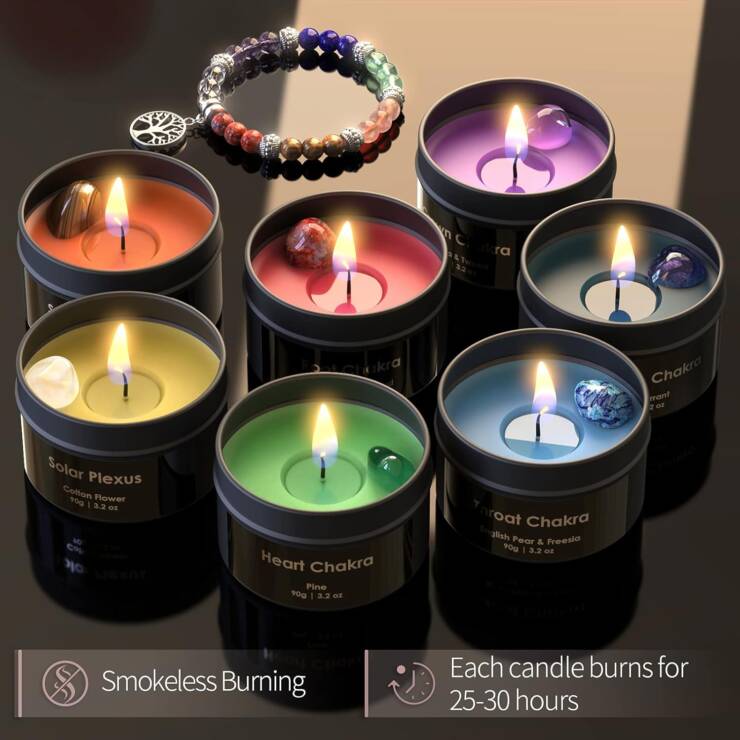 Inspireyes Chakra Candles with Premium Crystal