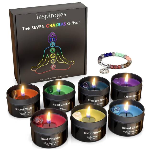 Inspireyes Chakra Candles with Premium Crystal