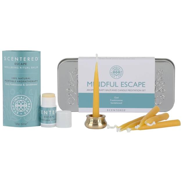 Scentered Aromatherapy Balm & Meditation Candle Set