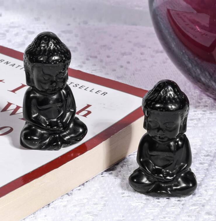 Obsidian Crystal Baby Buddha Statue