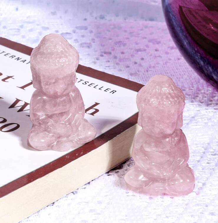 Rose Quartz Crystal Baby Buddha Statue