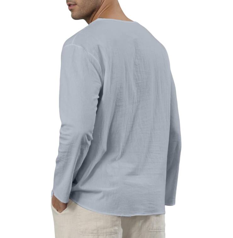 Ryehack Men's Cotton Linen Shirt (Grey)