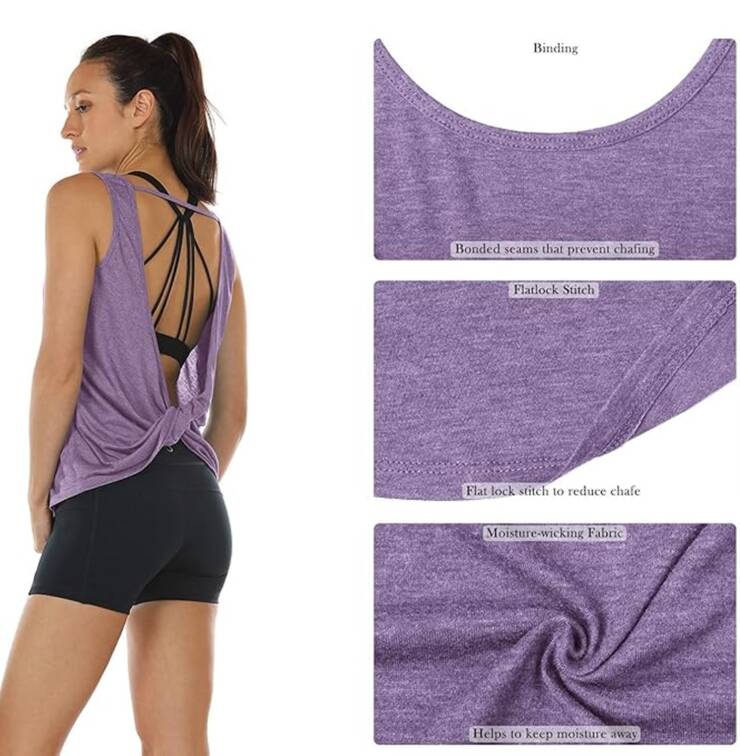 Womens' Yoga Tops Open Back pack